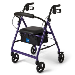 Medline rollator frontal con asiento acolchado mostrando estabilidad