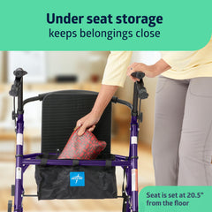 Medline rollator plegado compacto fácil de guardar y transportar
