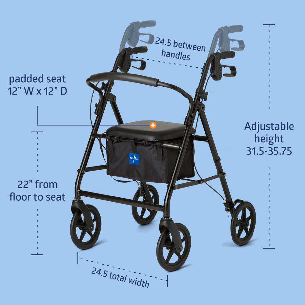 Medline rollator plegado ocupa poco espacio para transporte