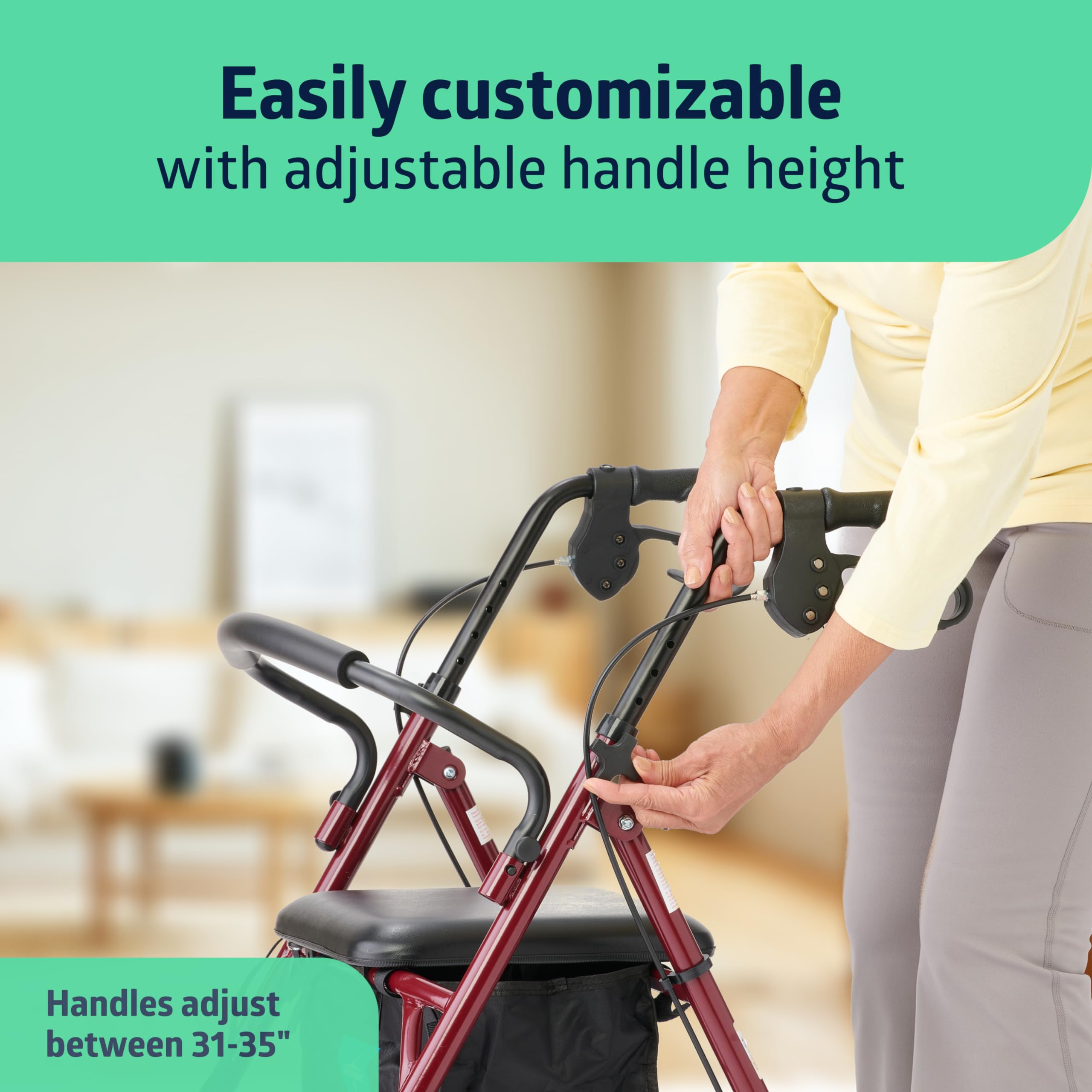 Medline rollator plegado compacto fácil de guardar y transportar