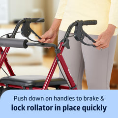 Medline rollator en uso urbano por adulto mayor, movilidad exterior segura