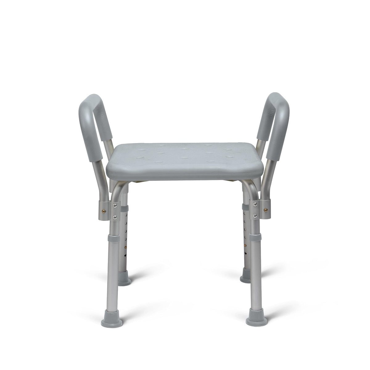 Medline silla de ducha frontal mostrando estabilidad y diseño