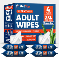 MedStar empaque frontal mostrando toallitas XXL para limpieza fácil
