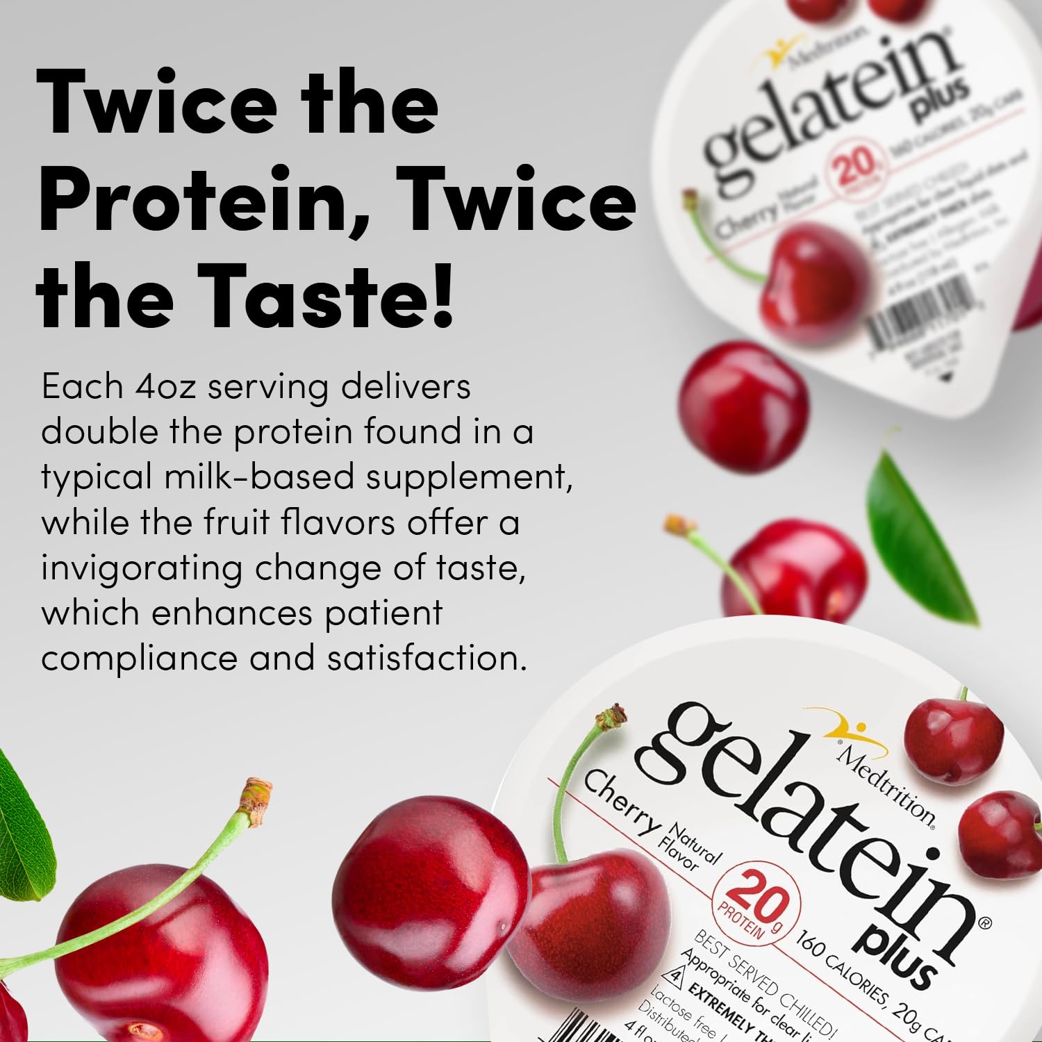 Medtrition Gelatein Plus Cherry caja de 12 unidades lista para uso clínico