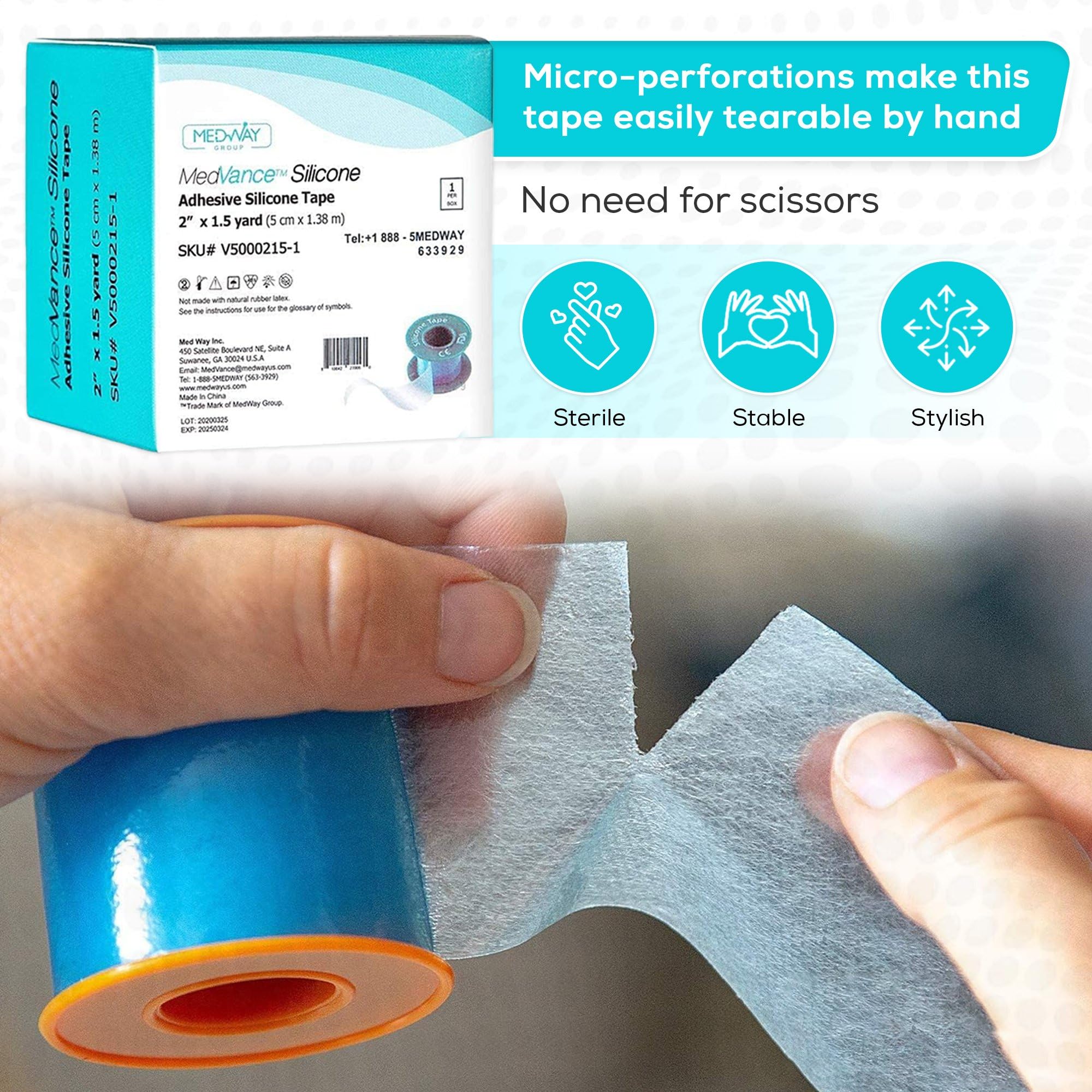 MedVance cinta aplicada sobre cicatriz, protección cómoda