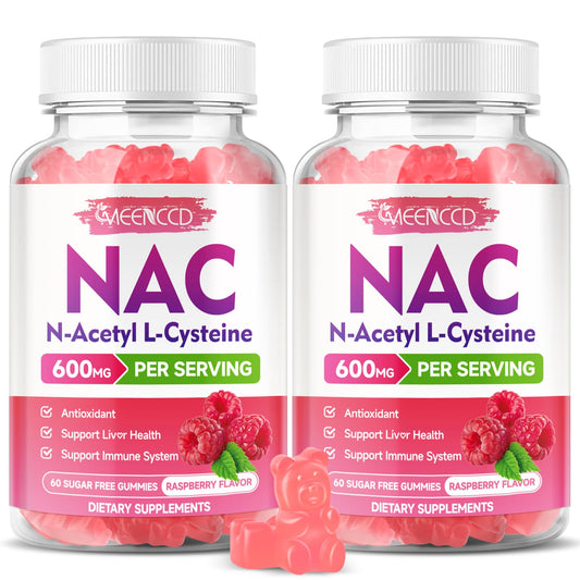 MEENCCD envase frontal de gominolas NAC 600 mg mostrando diseño y cantidad