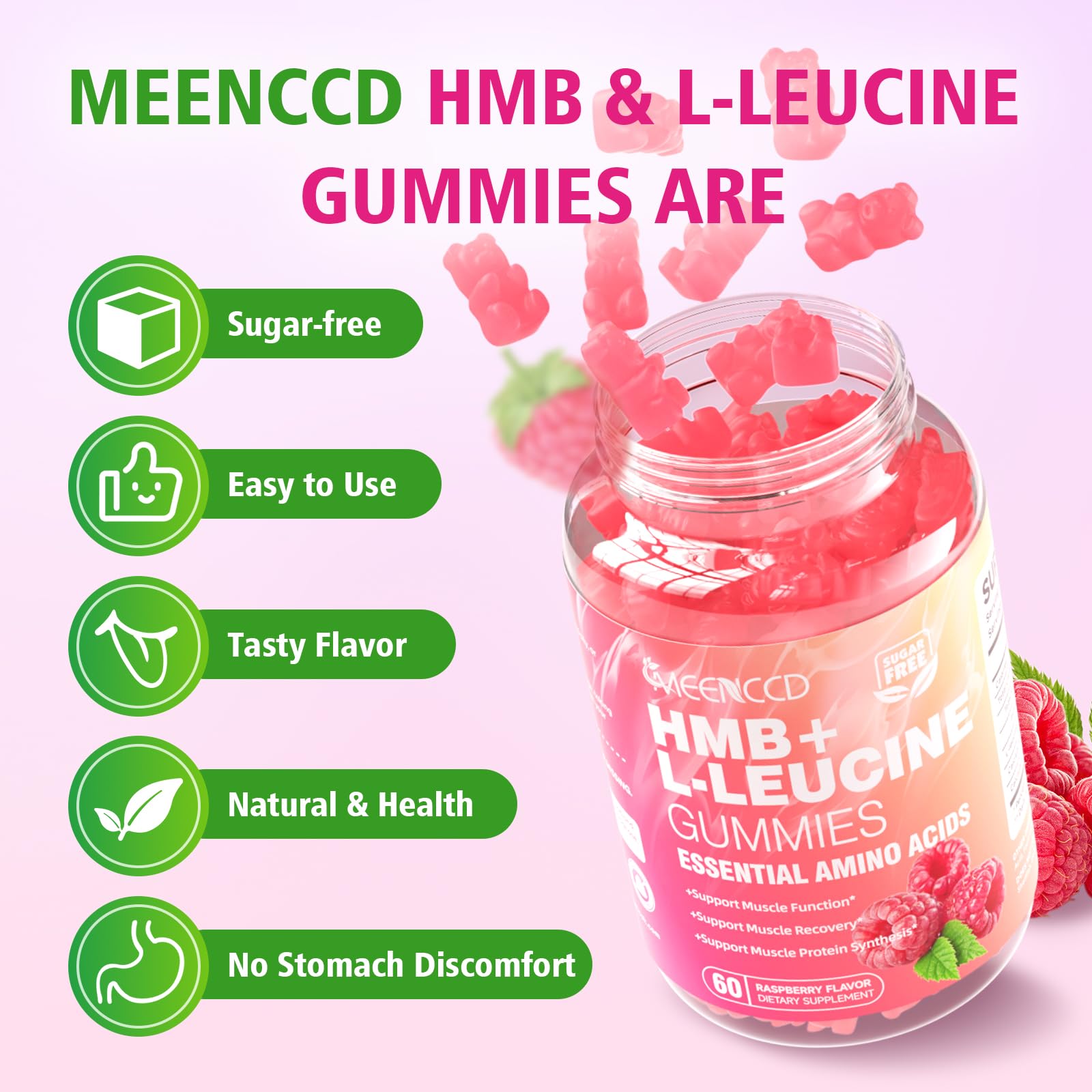 MEENCCD gomitas junto a frambuesas que resaltan sabor natural y atractivo
