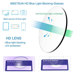 MEETSUN gafas comparadas con mano muestran tamaño y ajuste cómodo
