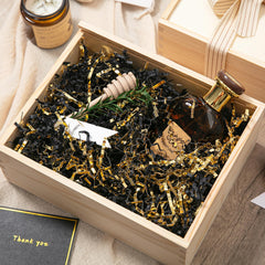 Mefleet caja regalo preparada con relleno que destaca el producto