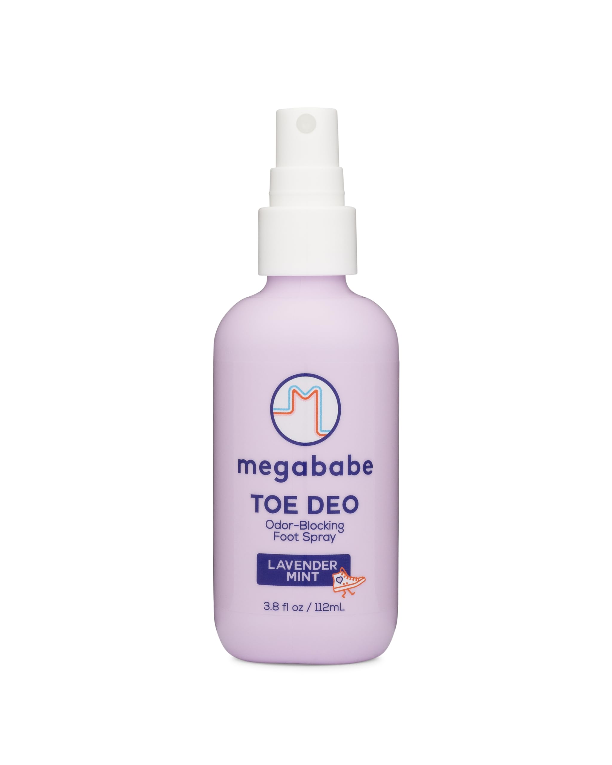 Megababe Toe Deo vista frontal botella elegante y compacta, refresca pies