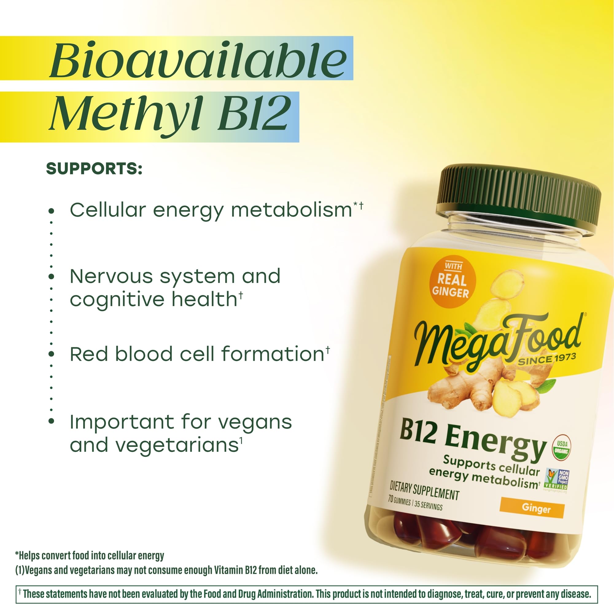 MegaFood raíz de jengibre real como ingrediente para sabor y digestión