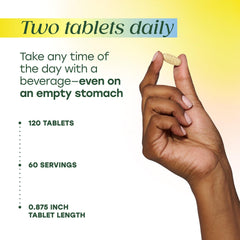 MegaFood tabletas junto a vaso de agua mostrando modo de toma