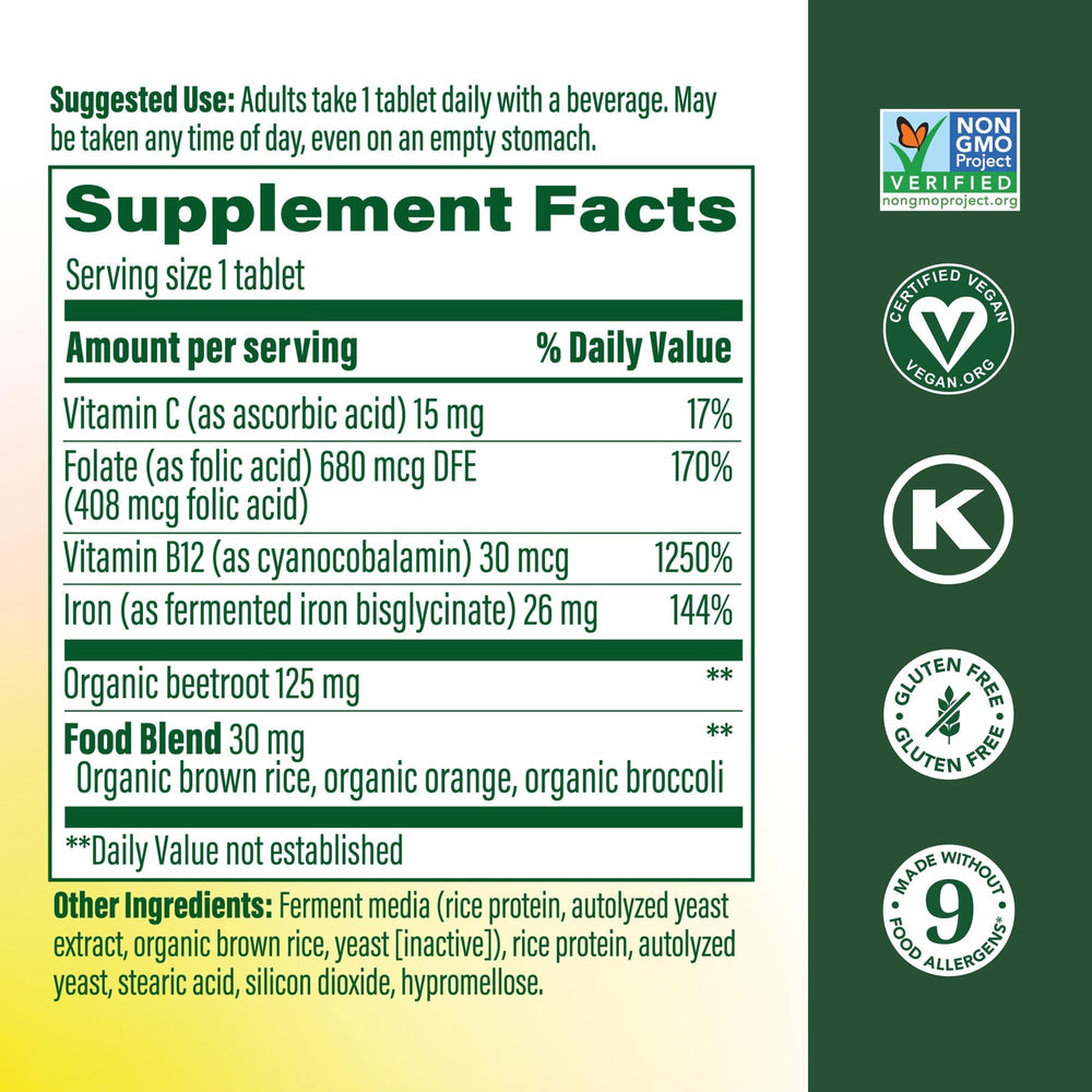 MegaFood Blood Builder tabletas, uso diario cómodo para dosis flexibles