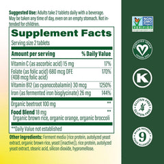 MegaFood etiqueta trasera con información de ingredientes y pruebas