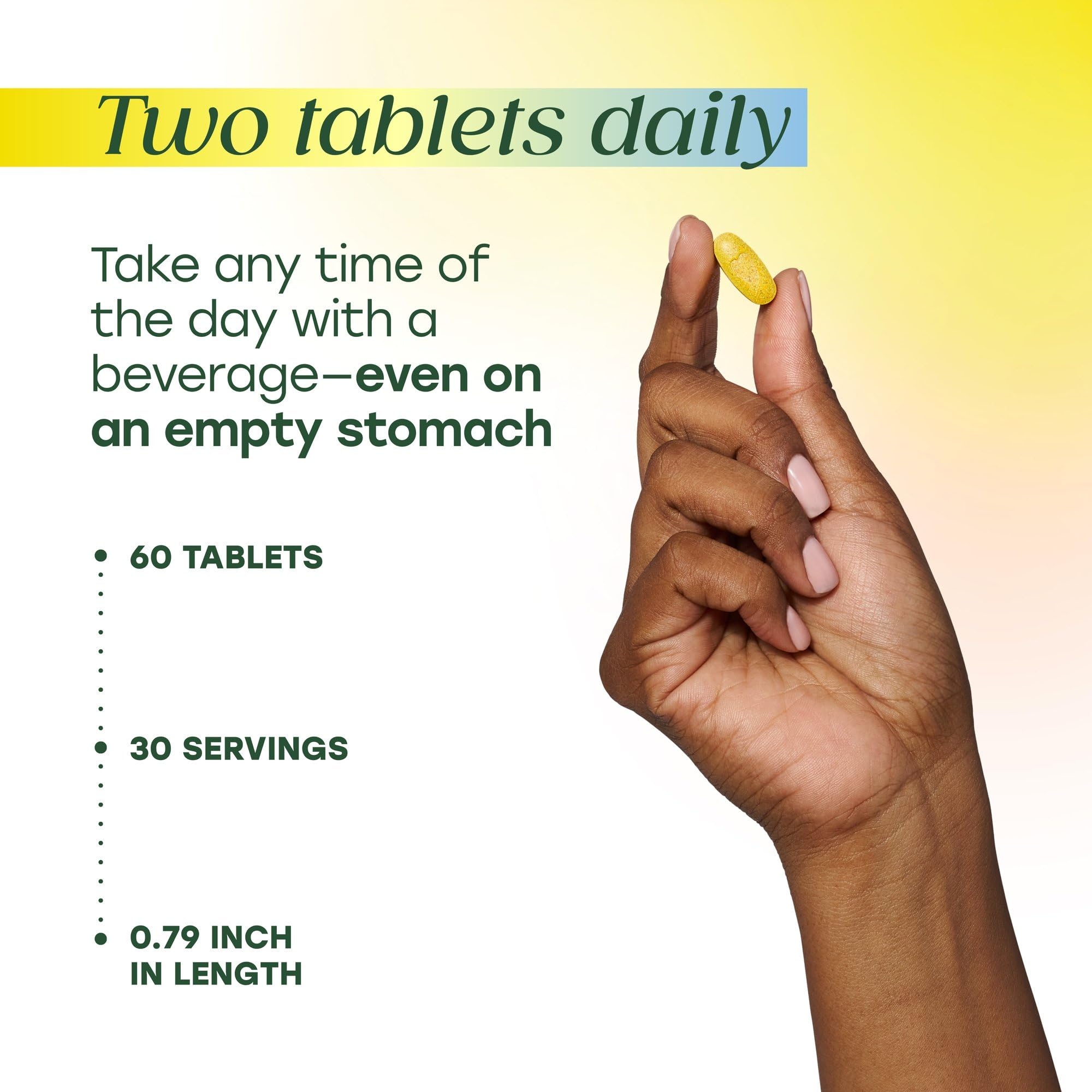 MegaFood botella abierta con tabletas para visualizar contenido y uso