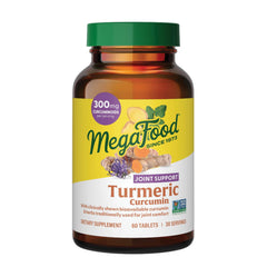 MegaFood botella frontal mostrando etiqueta y beneficio de apoyo articular