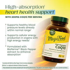 MegaFood etiqueta nutricional con información de 200 mg por servicio
