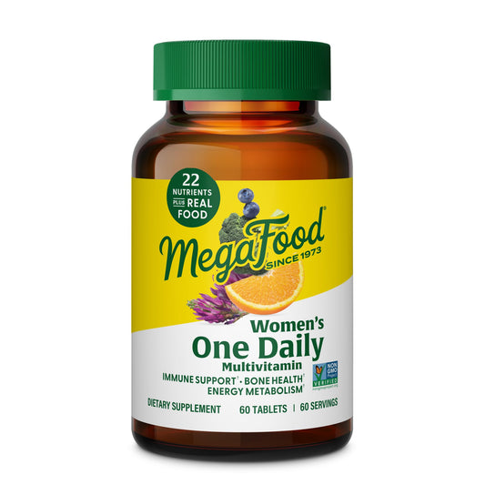 MegaFood envase delantero mostrando nombre y cantidad, confianza en calidad