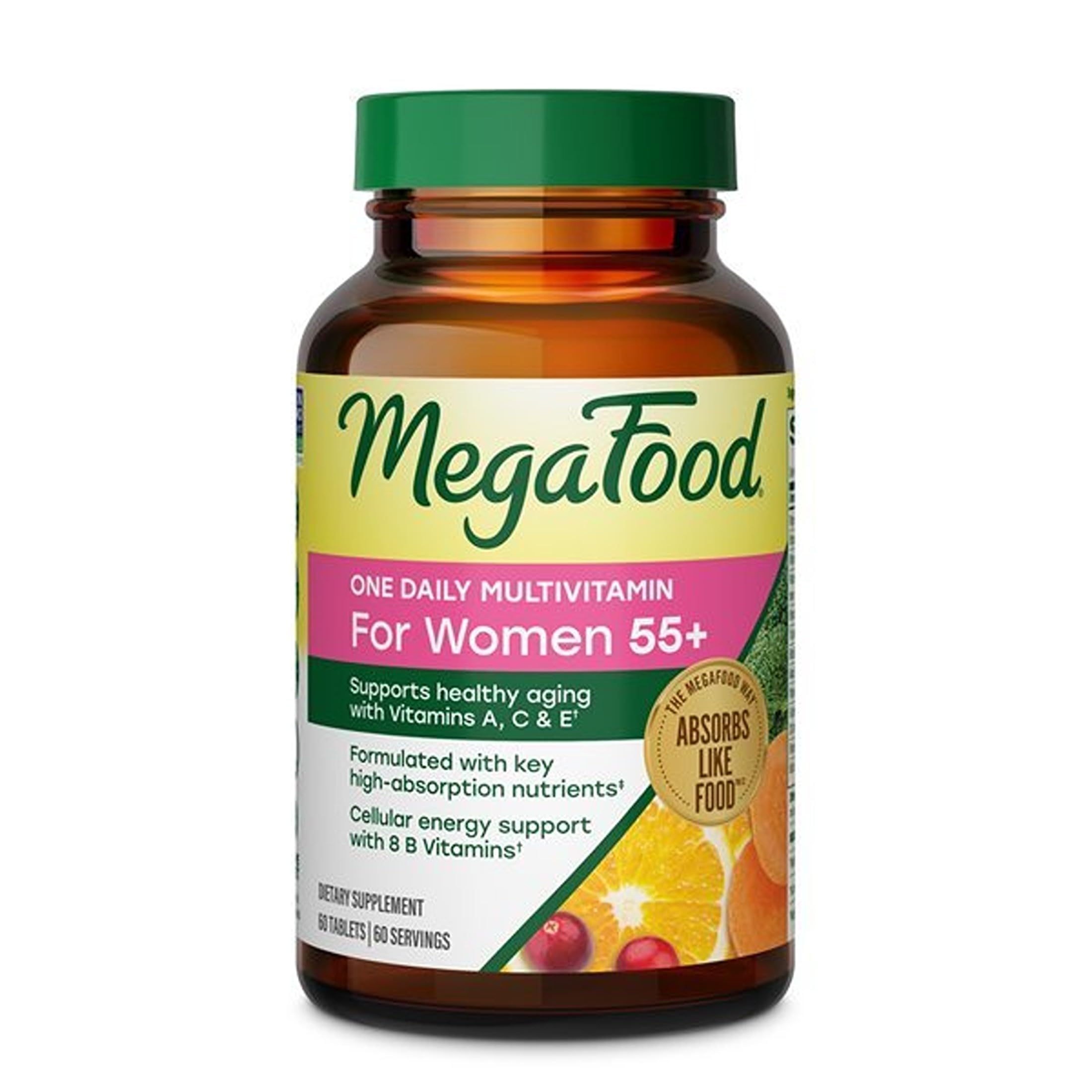 MegaFood envase frontal One Daily 55+ mostrando etiqueta clara y beneficios