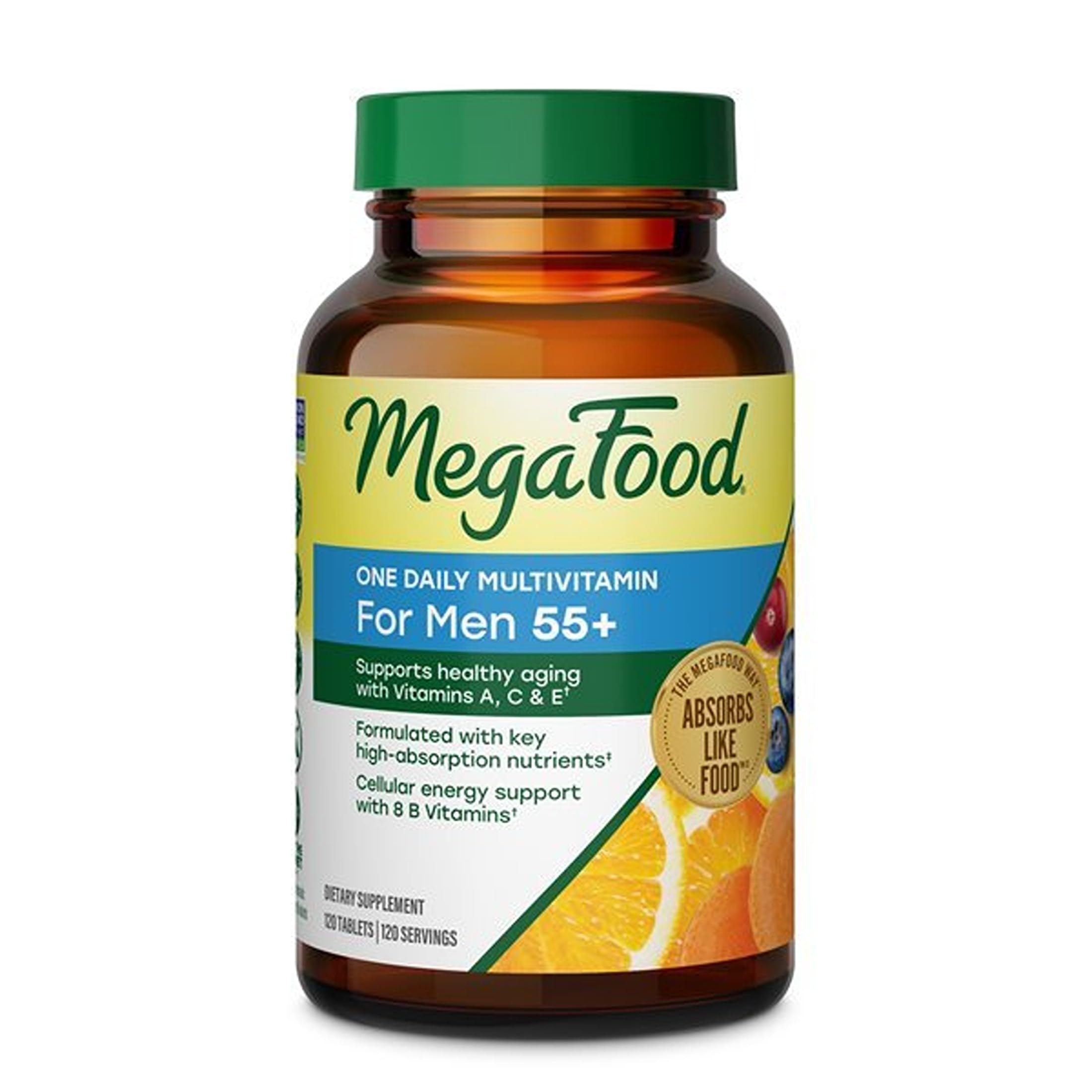 MegaFood frente del empaque que muestra multivitamínico 55+ y beneficio diario