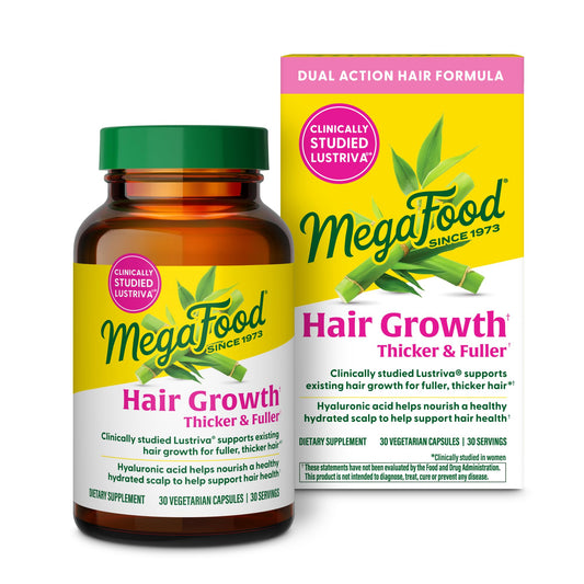 MegaFood envase frontal mostrando diseño y tamaño, transmite confianza