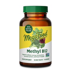 MegaFood envase frontal mostrando 90 tabletas y conveniencia diaria
