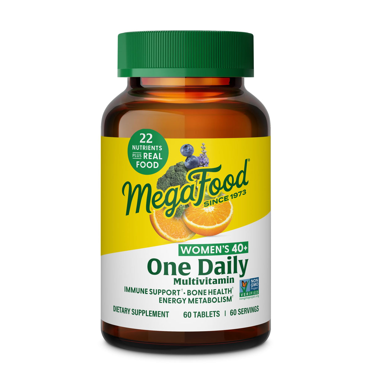 MegaFood envase frontal mostrando la etiqueta y beneficios claves