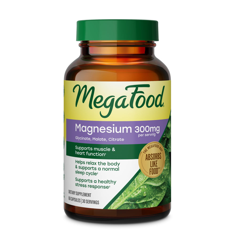 MegaFood frasco frontal mostrando el envase y beneficios visibles