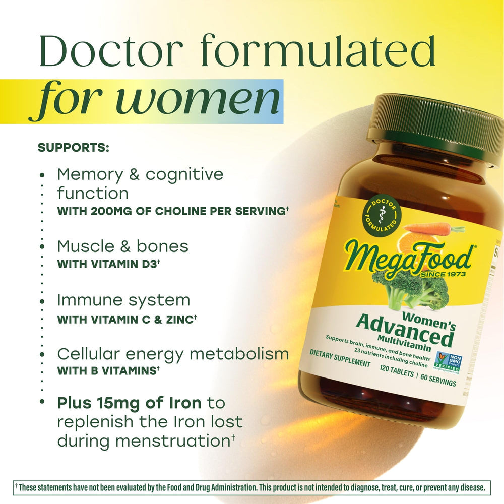 MegaFood ingredientes reales: brócoli, naranja y zanahoria como beneficio nutricional