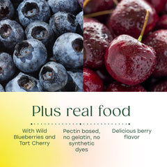 MegaFood arándanos y cereza ácida mostrando origen frutal real