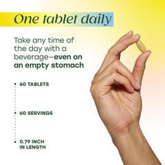 MegaFood tabletas en botella abierta que muestran cantidad real