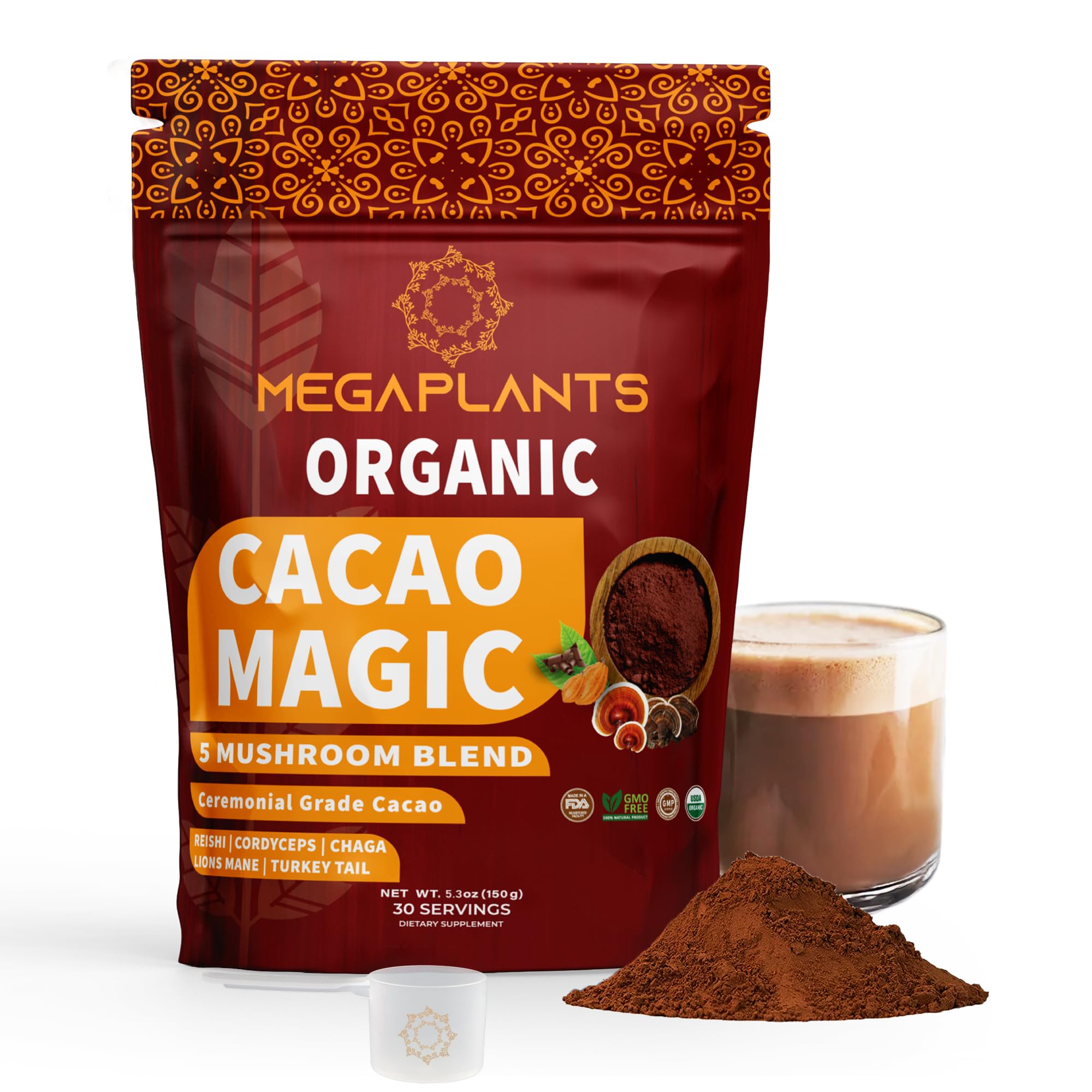 MEGAPLANTS envase frontal de Cacao Magic mostrando presentación y beneficio energético