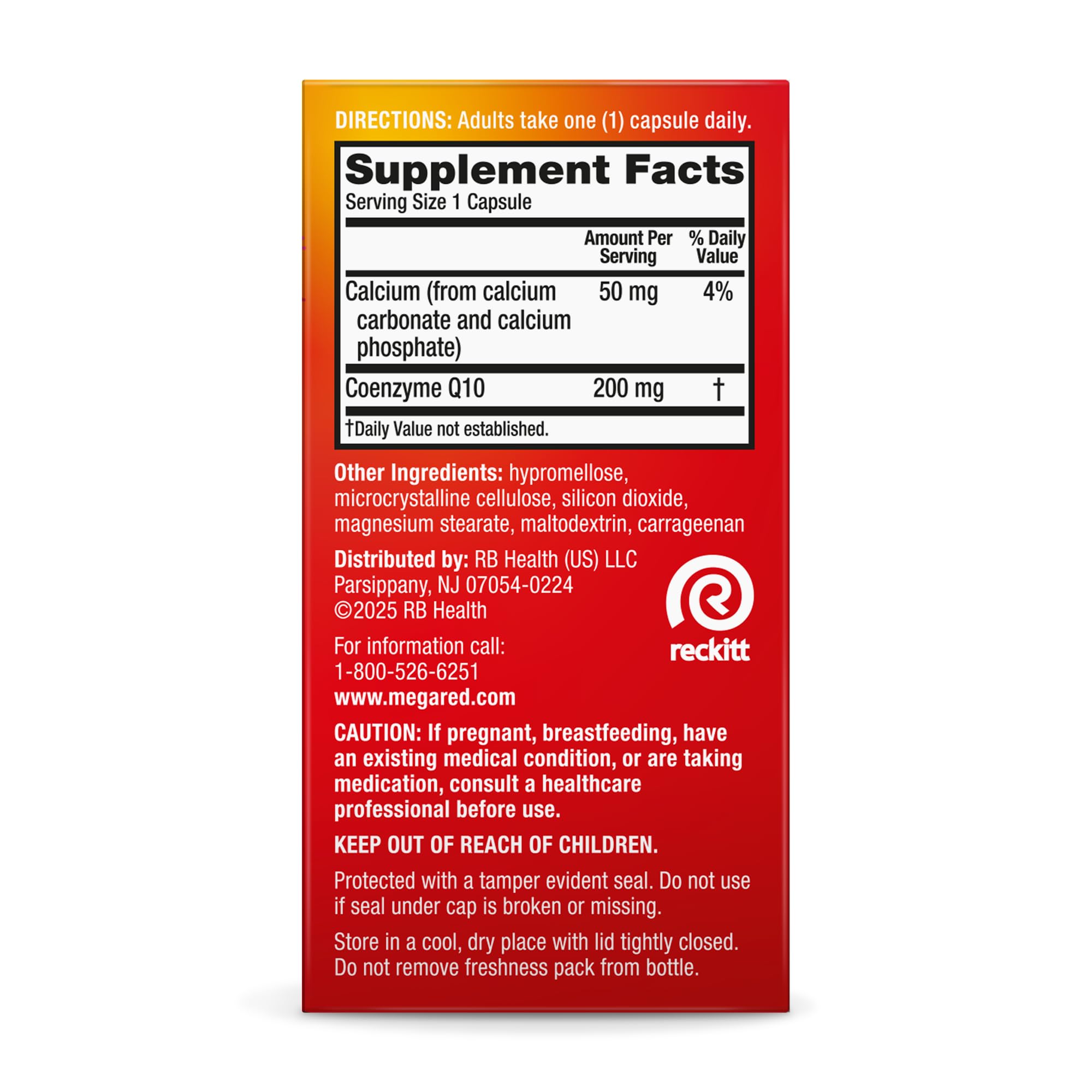 MegaRed etiqueta nutricional con información de ingredientes y dosificación