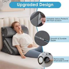 MEGCXIT cuña junto a almohada para comparar tamaño y visualizar el amplio soporte