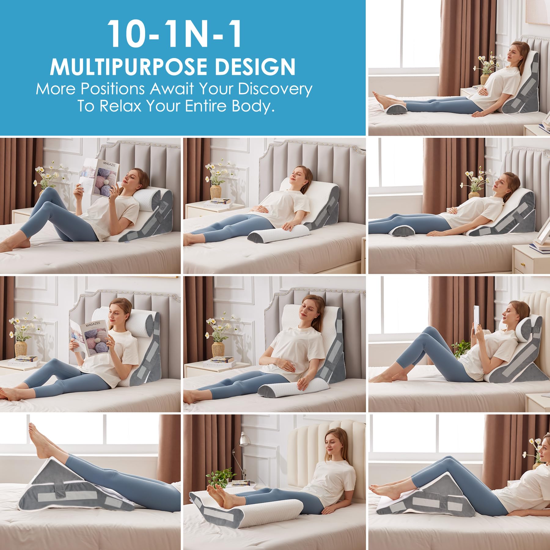 MEGCXIT en uso para lectura en cama ofreciendo soporte estable