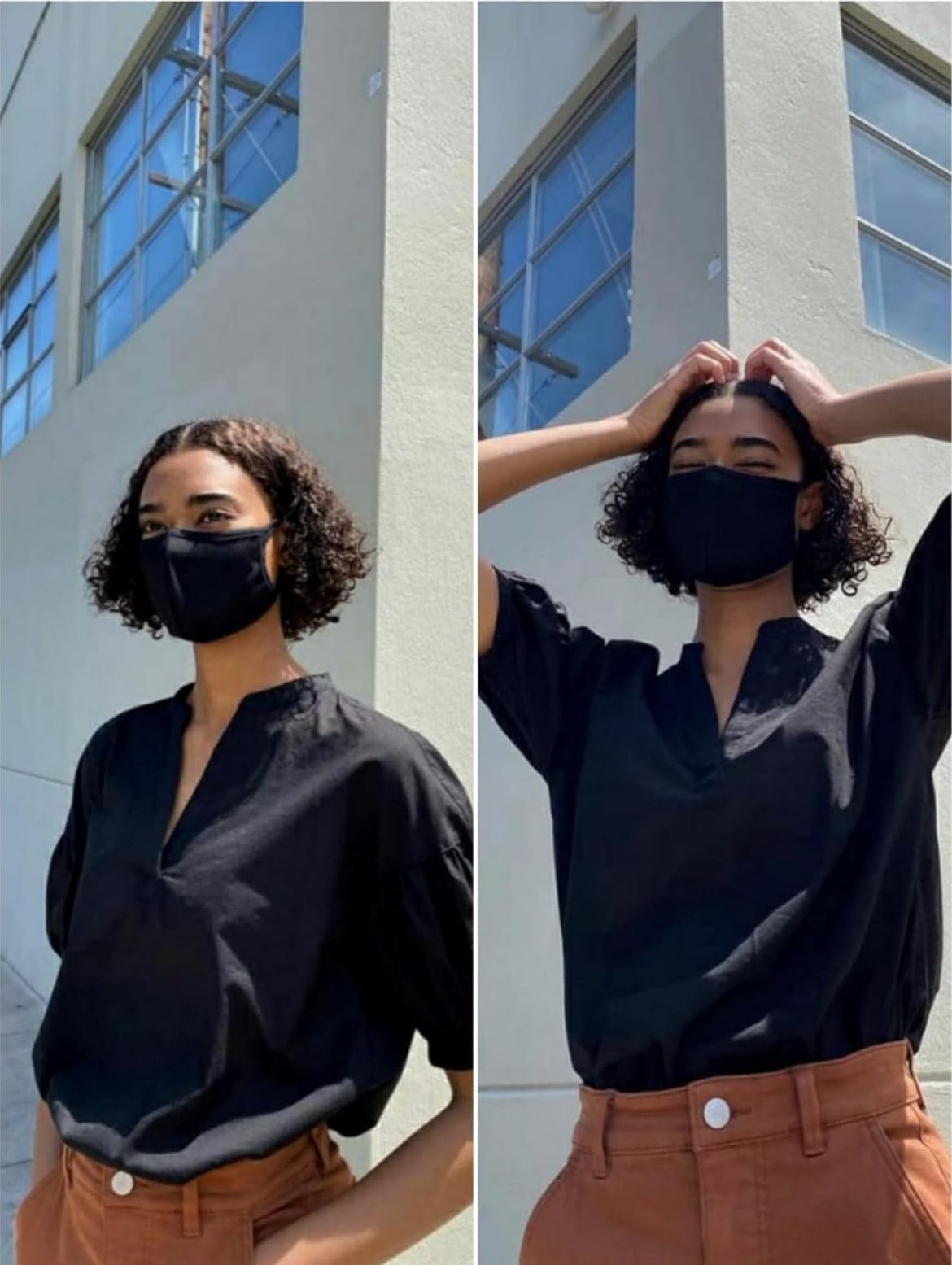Melanzy Organics las tres mascarillas en negro, carbón y gris combinan con cualquier look