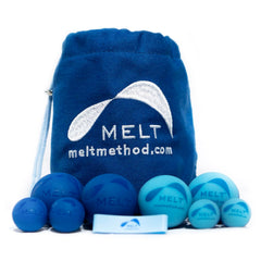 MELT Method vista frontal del kit completo con beneficios de auto-cuidado
