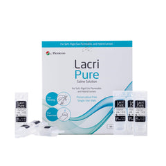 Menicon LacriPure vial frontal mostrando diseño práctico y seguridad