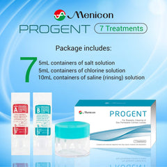 Menicon Progent primeros planos de los viales 5 mL listos para mezclar y activar