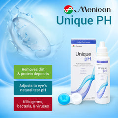 Menicon Unique pH detalle de etiqueta con instrucciones claras y beneficios visibles