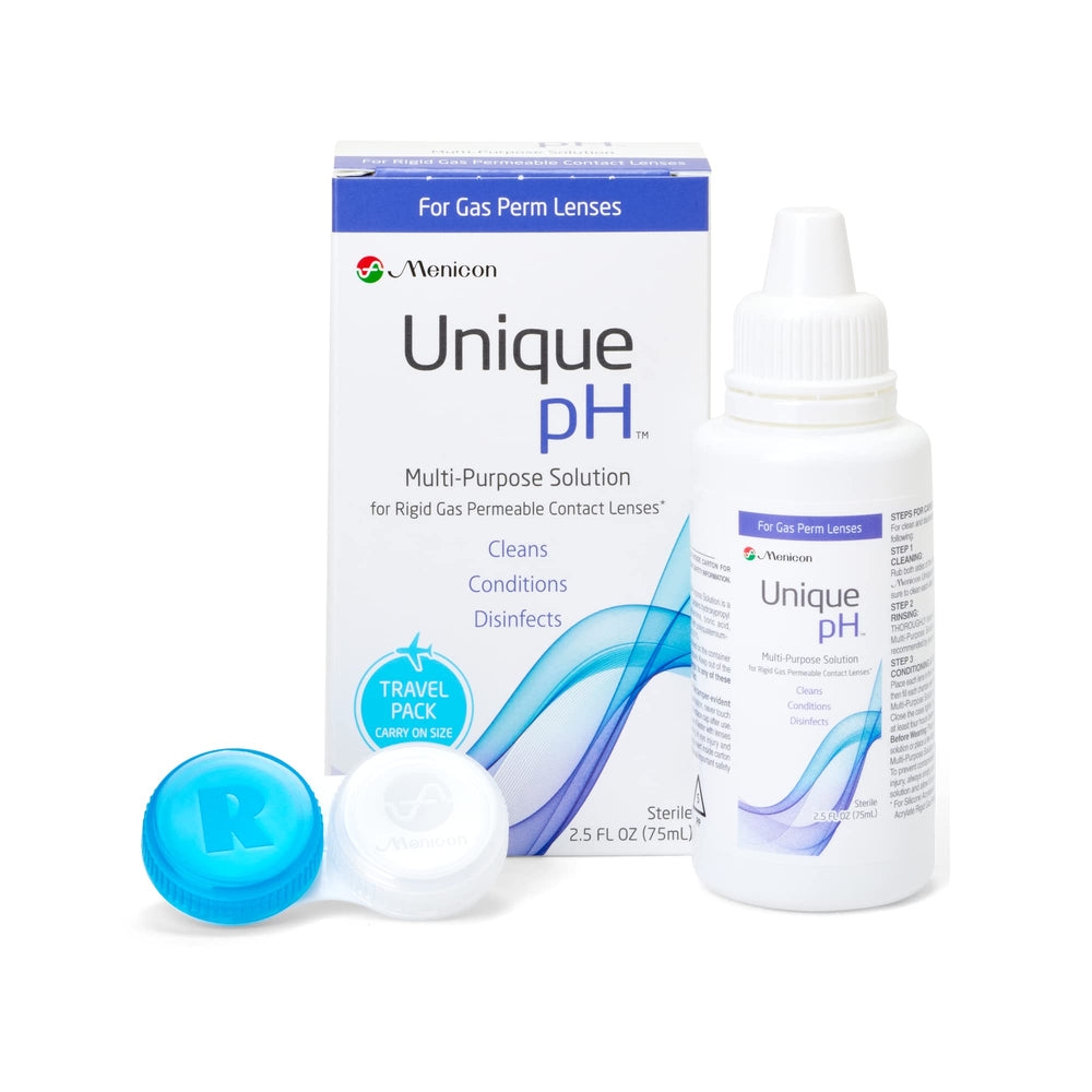 Menicon Unique pH frontal botella compacta y portable beneficio viaje