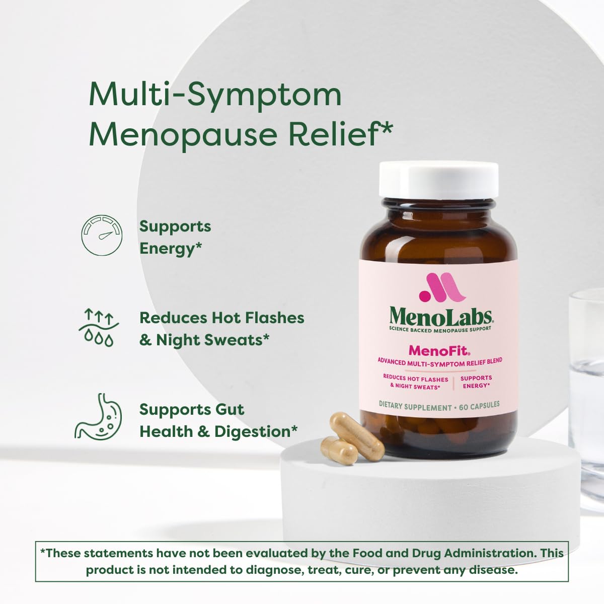 MENOLABS MenoFit cápsulas en la mano para ilustrar dosificación diaria