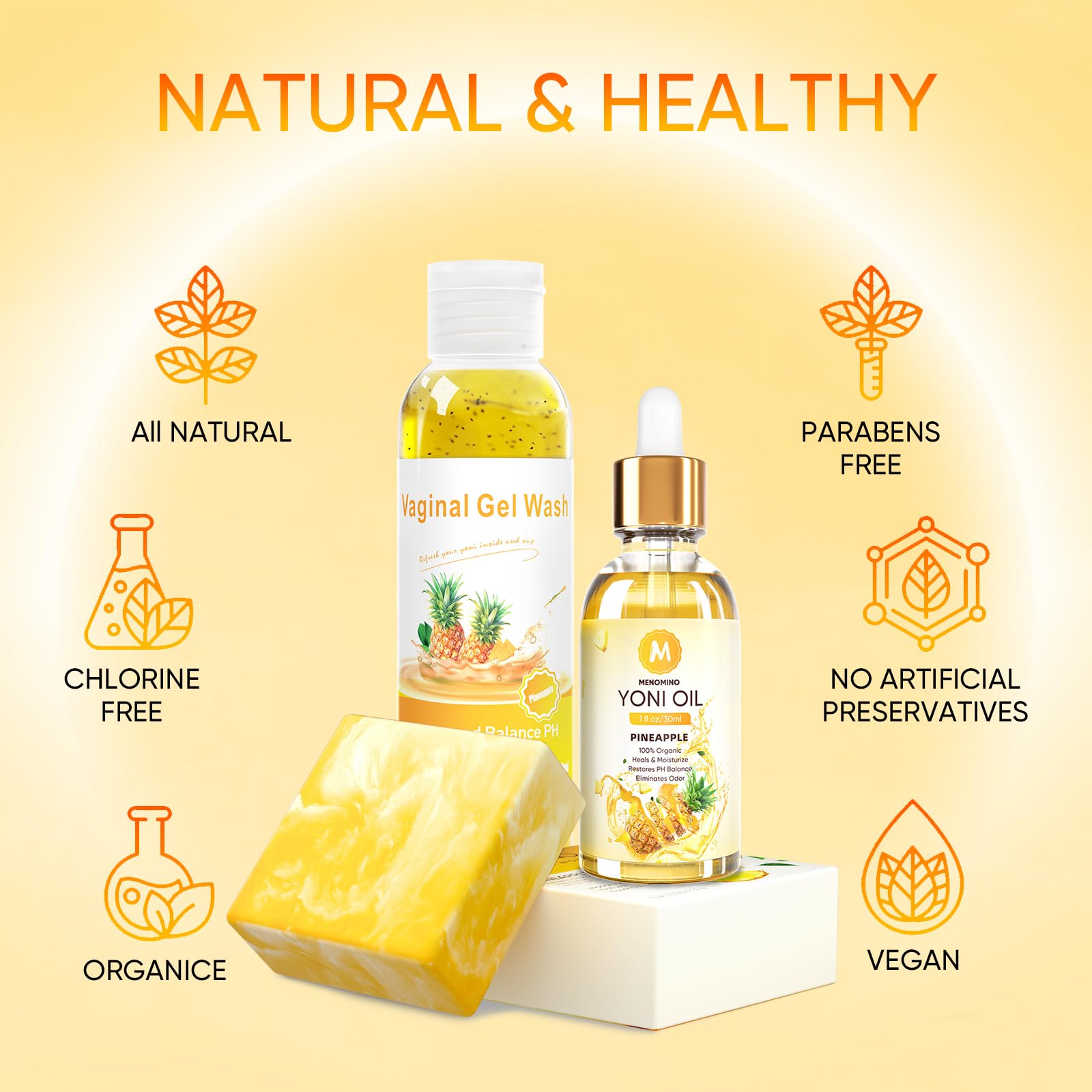 MENOMINO aceite íntimo con gotero mostrando textura nutritiva y rápida absorción