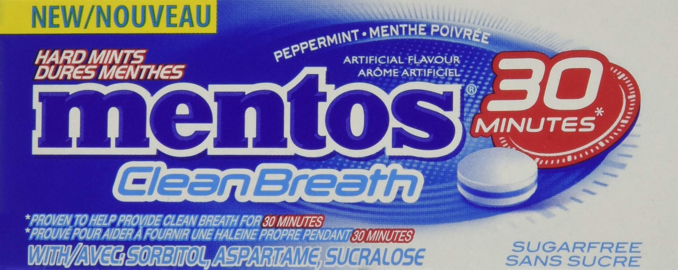 MENTOS etiqueta nutricional legible, aclara que es fórmula sin azúcar