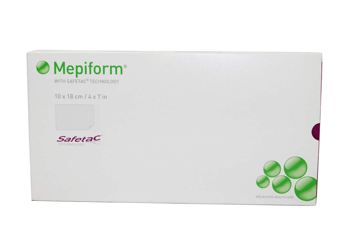 Mepiform pack frontal 4x7in mostrando apósitos y protección para cicatrices