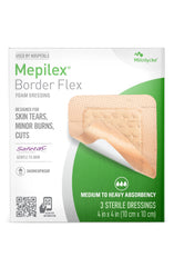 mepilex empaque frontal mostrando tamaño 10x10 cm y uso seguro