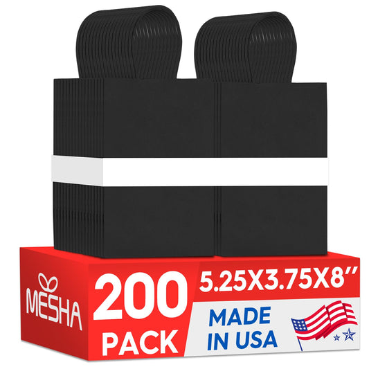 MESHA vista frontal del pack de 200 bolsas negras, ideal para ahorro