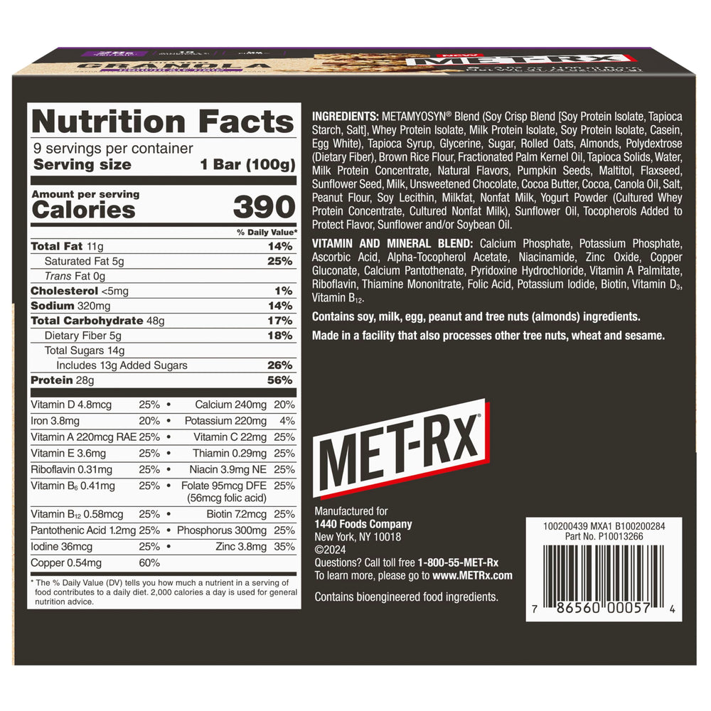 MET-Rx barra cortada para ver interior y aporte proteico