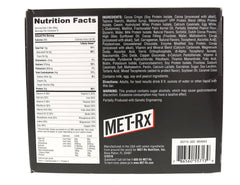 MET-Rx detalle de ingredientes principales enfatizando proteína y vitaminas