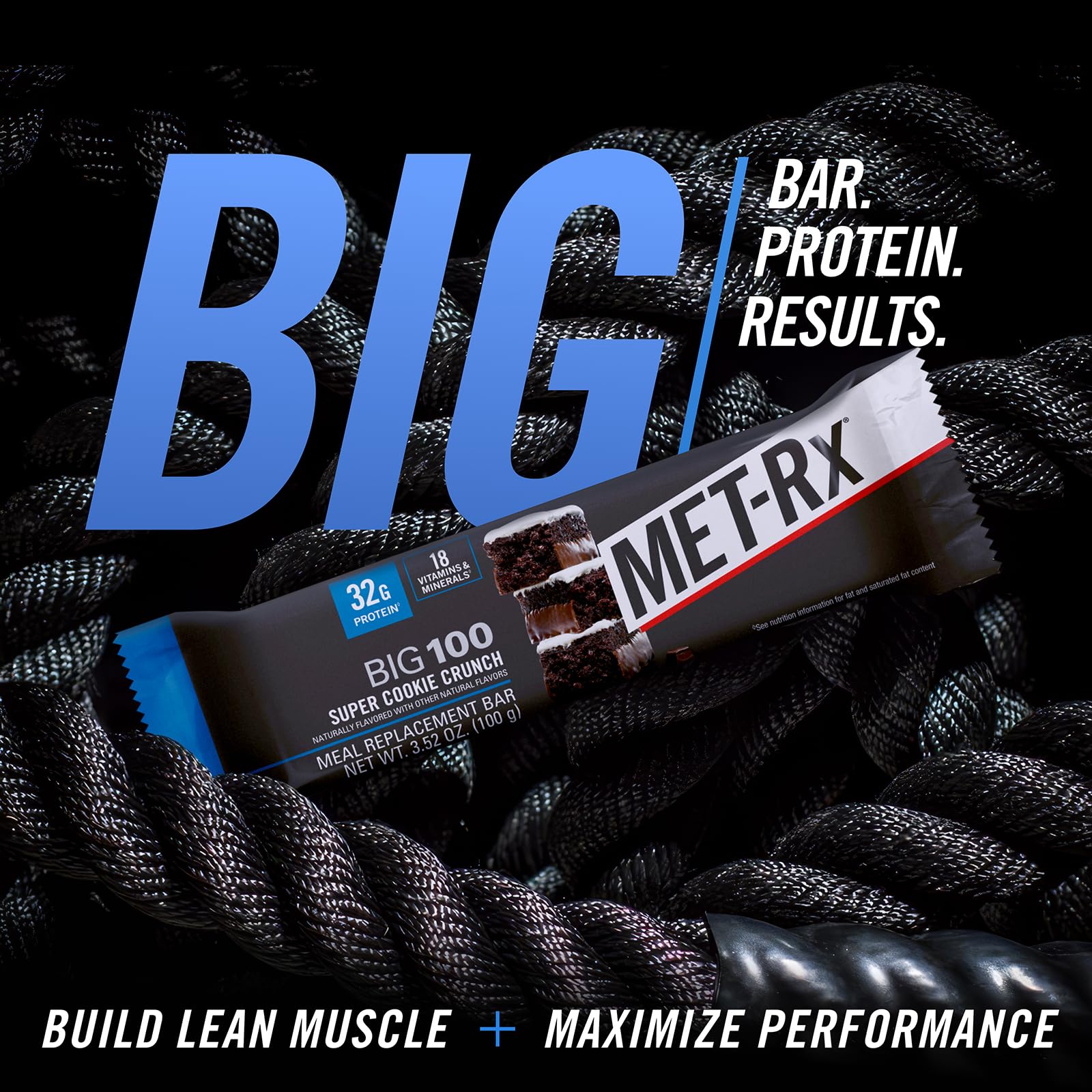 MET-Rx barrita junto a pesas ideal como snack post entreno rápido